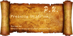 Preiszig Uljána névjegykártya